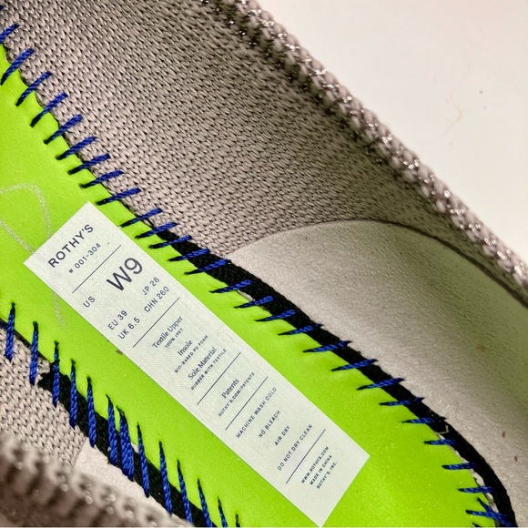 Rothy's The Flat Ecru Textile Ballet Flat Silver Gray Comfort Washable womens 9 - Picture 4 of 6